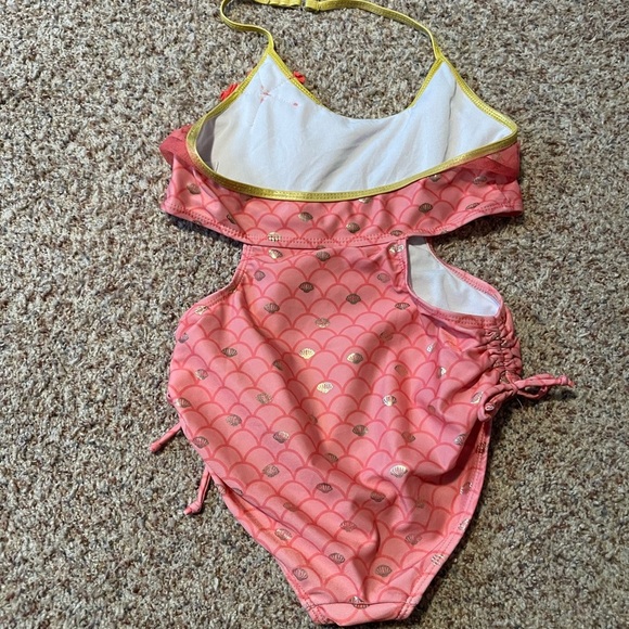 Pink and Gold Ruffled Swimsuit - Picture 2 of 2